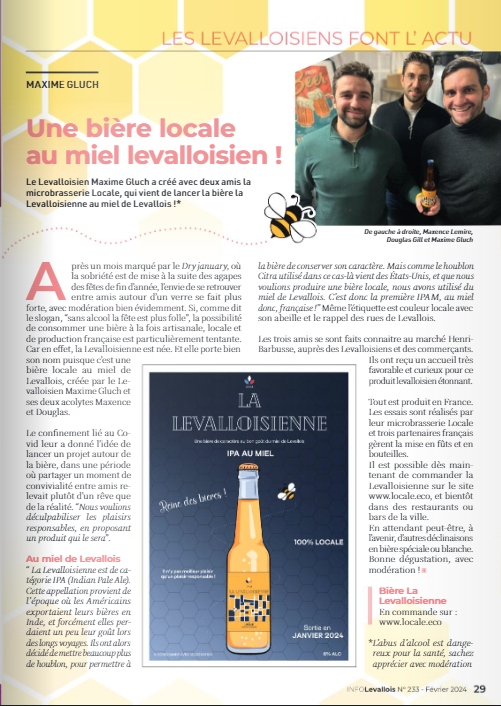 Une bière Locale au miel de Levallois